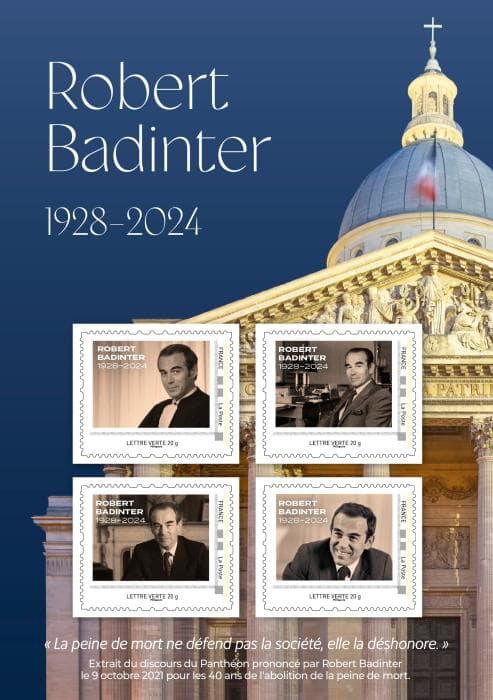 Collector 4 timbres - Robert Badinter (1928-2024) - Lettre Verte