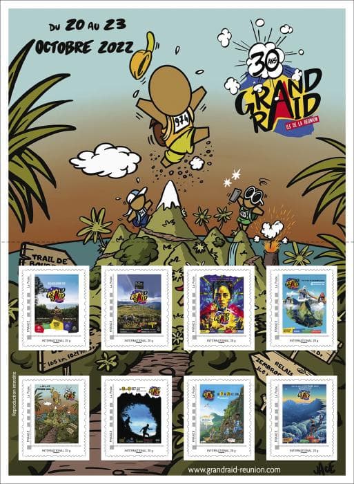 Collector 8 timbres - Le Grand Raid - Ile de la Réunion - Lettre internationale
