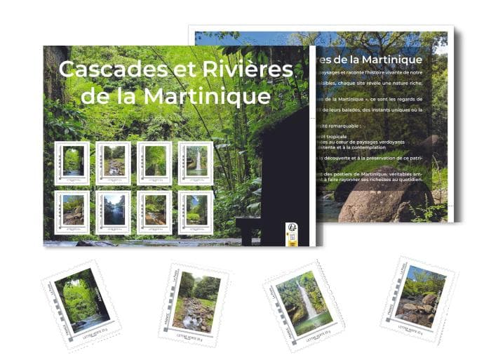 8-Stamp Collector Set - Waterfalls and Rivers of Martinique - Lettre Verte